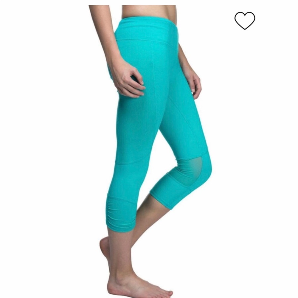 Alo yoga Cropped Workout-Leggings- Aqua Teal- Size None Good Condition - Picture 1 of 16